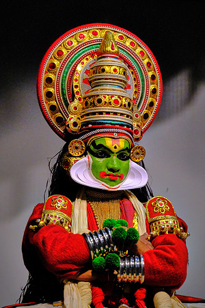 A Kathakali performance synthesizes music, vocal performers, choreography and hand and facial gestures together to express ideas.