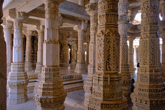 The construction began by 1437 CE and continued until at least 1458 CE.  Ranakpur Jain Temple, Rajasthan, India.