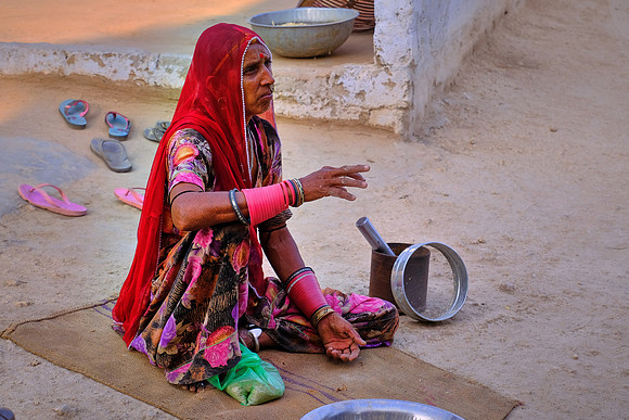 Farmer's wife in rural Rajasthan, India.