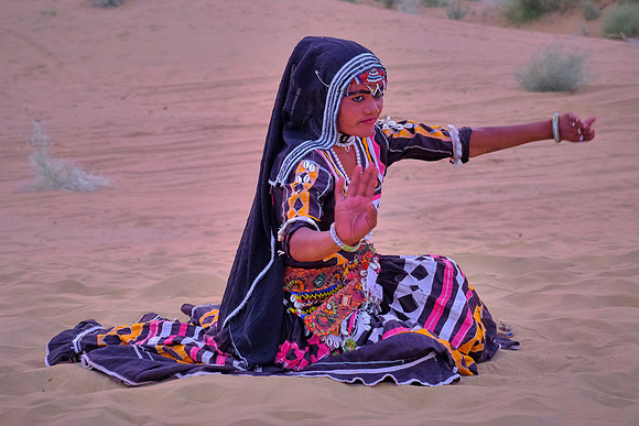 Musical and dance troupe in rural Rajasthan, India.