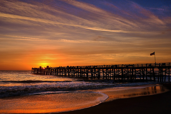 Sunrise over Flagler Fishing Pier, Flagler, Florida