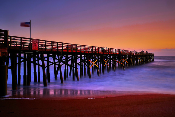 Sunrise over Flagler Fishing Pier, Flagler, Florida