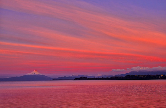 Sunset over Osorno Volcano, Puerto Varas, Chile