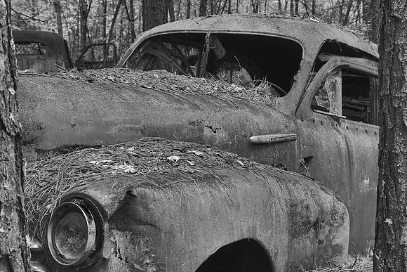 Old Car City, White, Georgia in Black and White