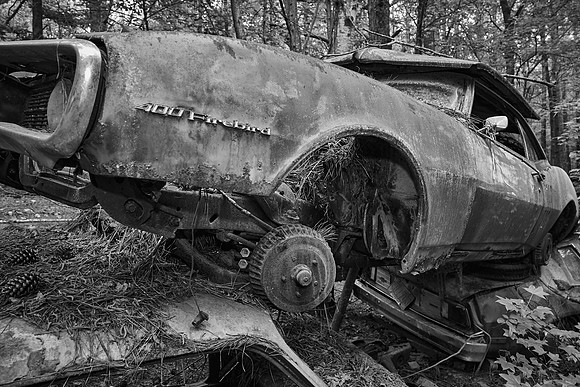 Old Car City, White, Georgia in Black and White