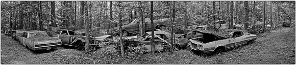 Old Car City, White, Georgia in Black and White