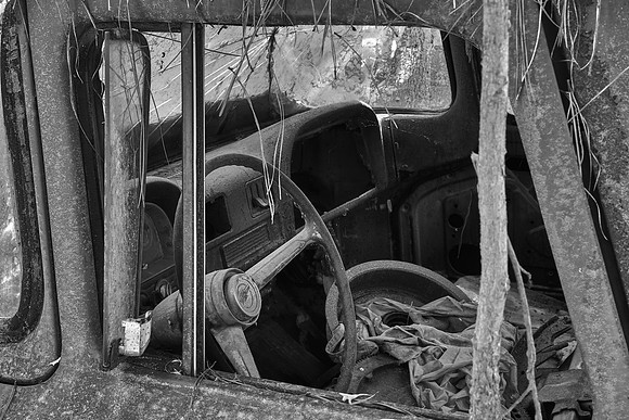 Old Car City, White, Georgia in Black and White