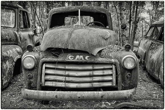 Old Car City, White, Georgia in Black and White