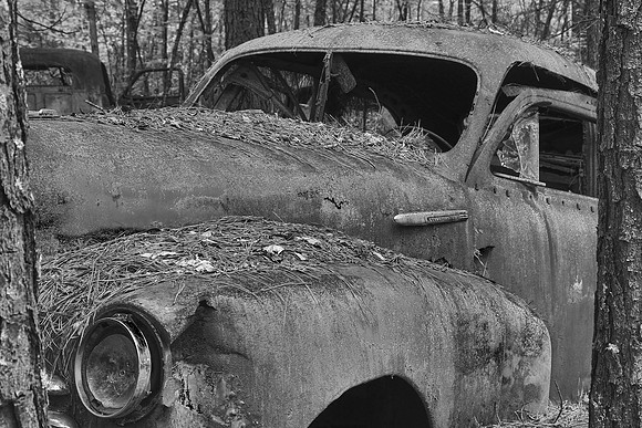 Old Car City, White, Georgia in Black and White