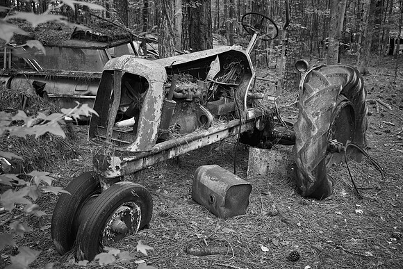 Old Car City, White, Georgia in Black and White