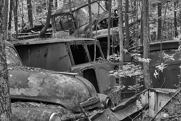 Old Car City, White, Georgia in Black and White