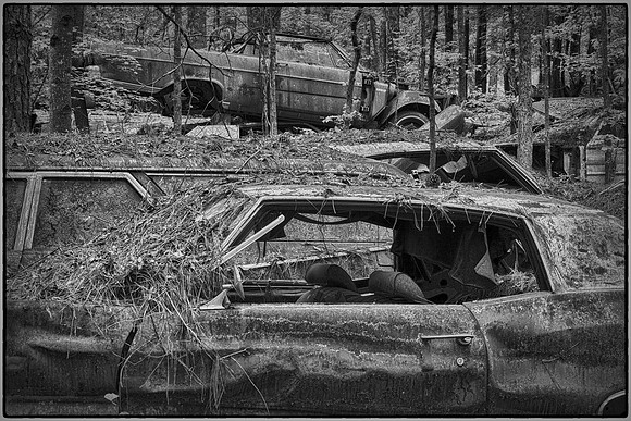 Old Car City, White, Georgia in Black and White