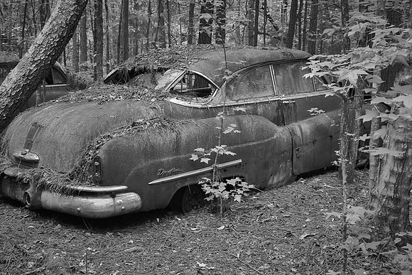 Old Car City, White, Georgia in Black and White