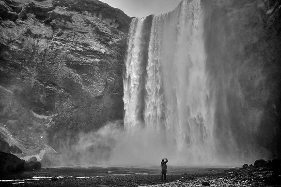 Skógafoss waterfall (one of the largest in country: 82 ft wide, 200 ft drop), south coast, Iceland