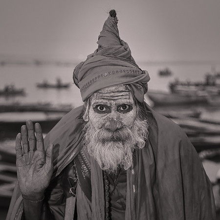 Holy man, Ganges River, Varanasi, India