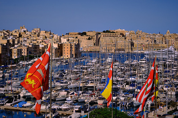 The Grand Harbor of Valletta, the capital city of the Republic of Malta.