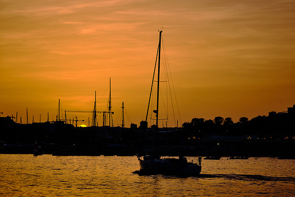 Sunset over the Grand Harbor in Valletta.