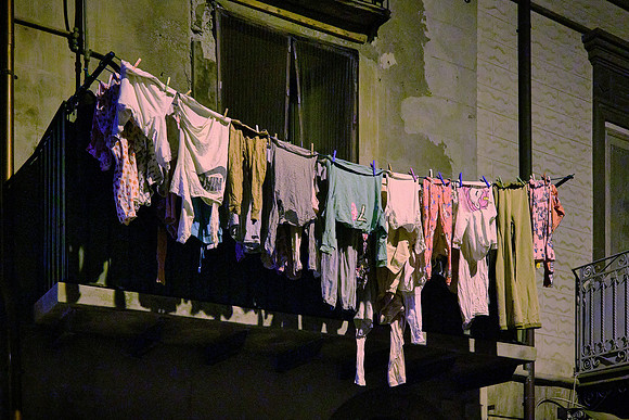 Nocturnal laundry on Lipari Island in the Aeolian Islands.