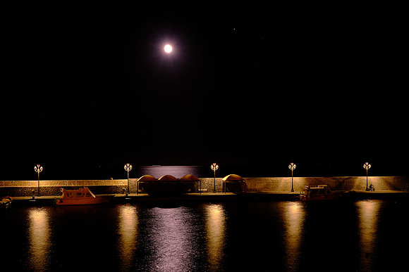 Lipari harbor by night.