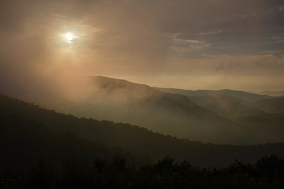 Sunrise, View Pink Beds Overlook,  Blue Ridge Parkway, North Carolina.