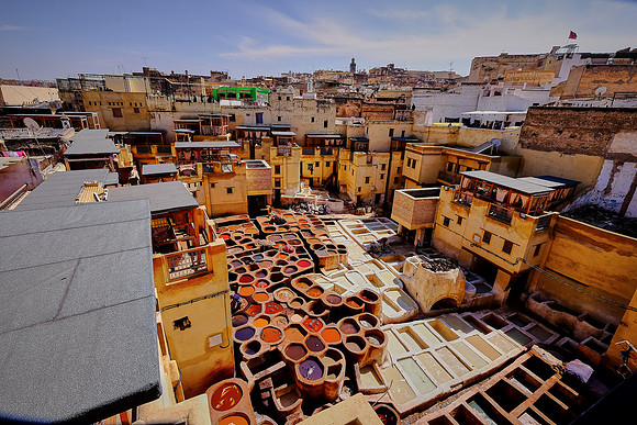 Leather tannery tanks, Fez medina, Morocco