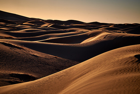 Sunset over the Erg Chebbi dunes, Merzouga, Sahara Desert, High Atlas Mountains, Morocco