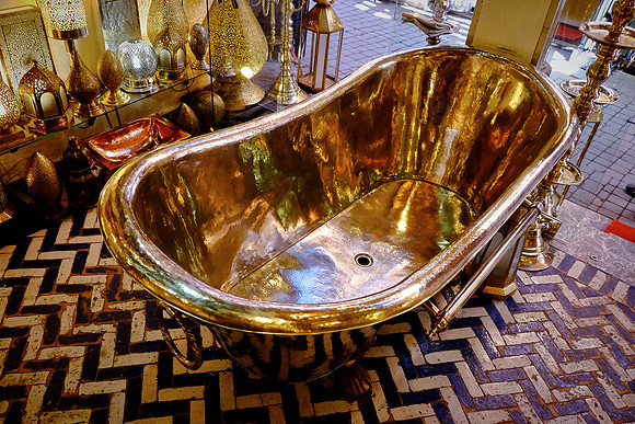 Pewter bathtub ($2,500), Medina, Marrakesh, Morocco