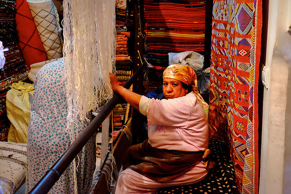 Rug weaver, Medina, Marrakesh, Morocco