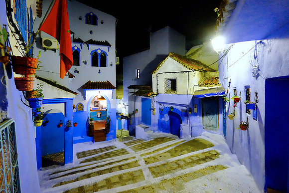 Chefchaouen at night, Morocco (aka "The Blue City")