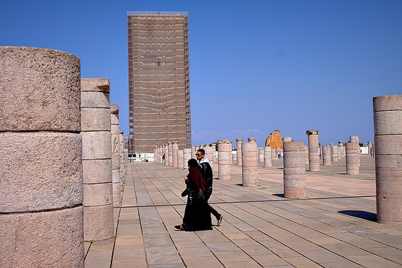 Hassan Tower, minaret of an incomplete mosque, Rabat, Morocco