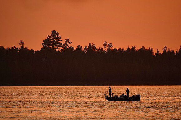 Fishing at sunset on Lake Vermilion, MN