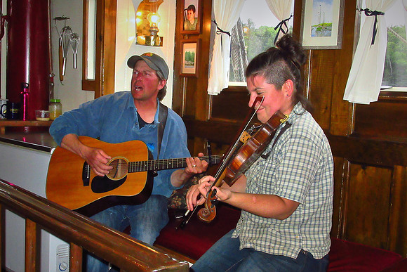 The captain and the cook jam on the Windjammer Angelique, Camden, Maine