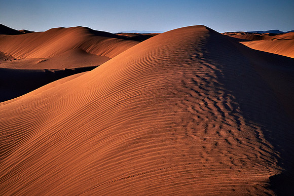 Sunset over the Erg Chebbi dunes, Merzouga, Sahara Desert, High