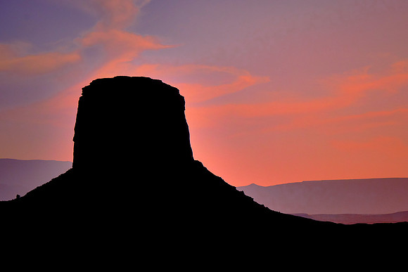 Monument Valley, UT. Merrick Butte at sunset.