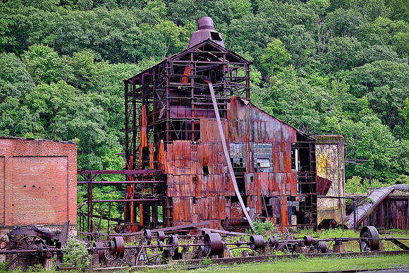Remains of lumber mill boiler house, Cass, West Virginia