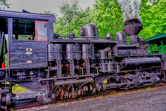 Shay No. 2 back in the station, Cass Scenic Railroad, Cass, West Virginia