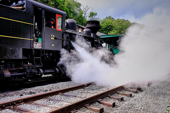 Shay No. 2 back in the station, Cass Scenic Railroad, Cass, West Virginia