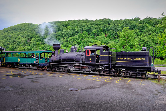 Shay No. 2 back in the station, Cass Scenic Railroad, Cass, West Virginia