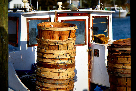 Crab baskets in fishing village of Greenbackville, VA