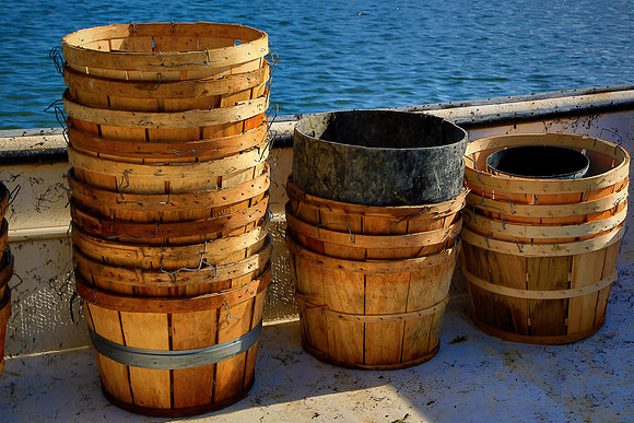 Crab baskets in fishing village of Greenbackville, VA