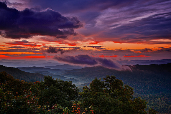 Sunrise, View Funnel Top Overlook, Blue Ridge Parkway