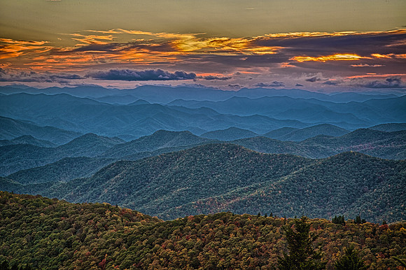 Sunset, Cowee Mountain Overlook, Blue Ridge Parkway