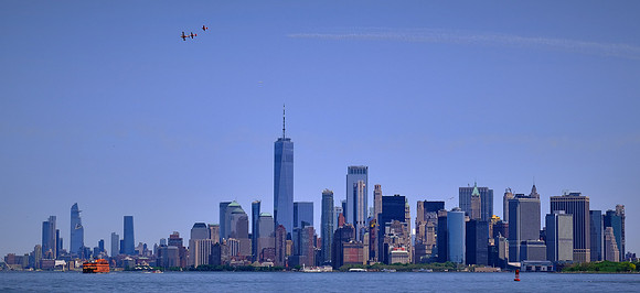 Battery Park and Lower Manhattan from the Upper Bay, Hudson River, New York City during Fleet Week