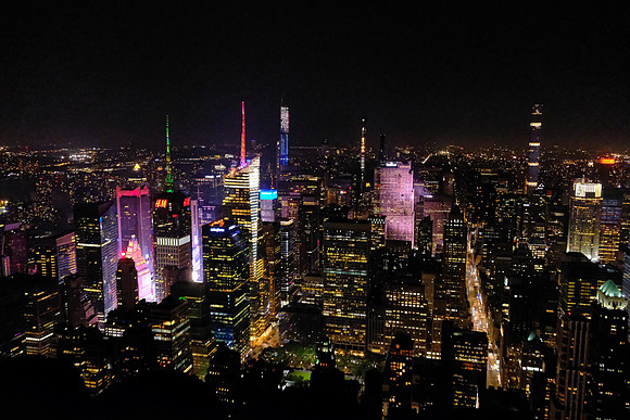 New York City at night from the Empire State Building, Midtown Manhattan