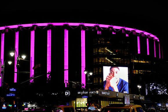 Madison Square Garden at night, Midtown Manhattan, New York City