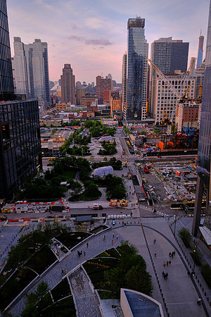 Atop the Vessel looking over the Hudson Yards Redevelopment Project in Manhattan, New York City