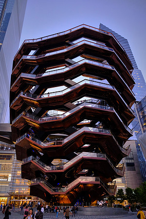 At the base of the Vessel outside looking up