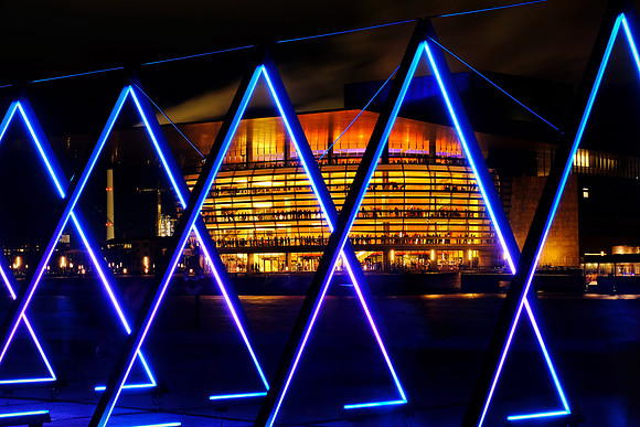 National Opera House through "The Wave" light tunnel, Copenhagen, Denmark