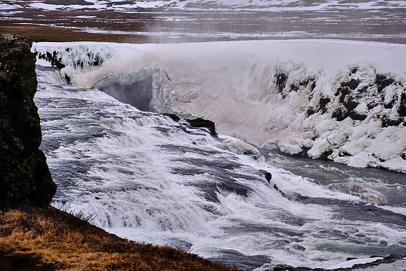 Gullfoss waterfalls, canyon of Hvita River, southwest Iceland