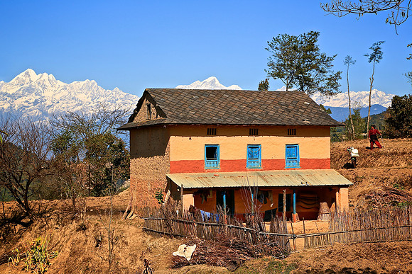 Nagarkot village in the shadow of the Himalayan Mountain range